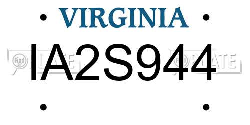 IA2S944 Virginia License Plate