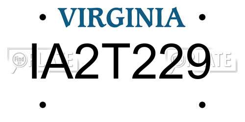 IA2T229 Virginia License Plate