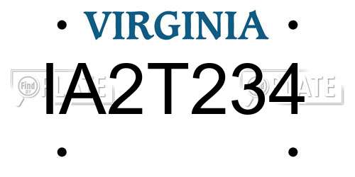 IA2T234 Virginia License Plate