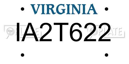 IA2T622 Virginia License Plate
