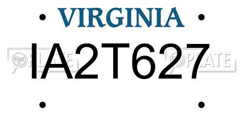 IA2T627 Virginia License Plate