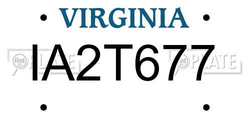 IA2T677 Virginia License Plate