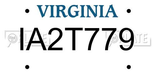 IA2T779 Virginia License Plate