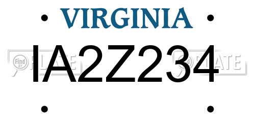 IA2Z234 Virginia License Plate