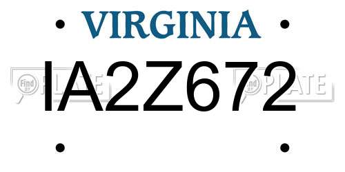 IA2Z672 Virginia License Plate
