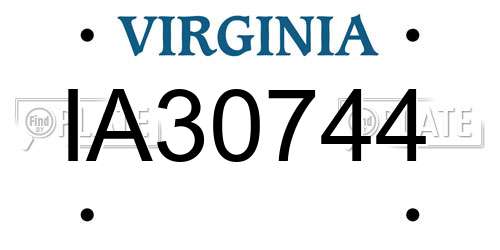 IA30744 Virginia License Plate