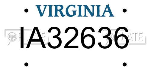 IA32636 Virginia License Plate