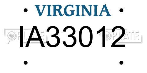 IA33012 Virginia License Plate
