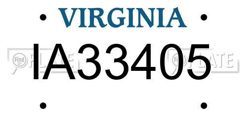 IA33405 Virginia License Plate