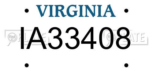 IA33408 Virginia License Plate