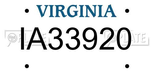 IA33920 Virginia License Plate