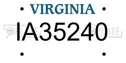 IA35240 Virginia License Plate