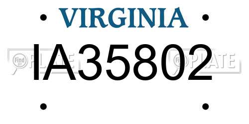 IA35802 Virginia License Plate
