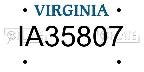 IA35807 Virginia License Plate