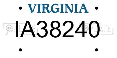 IA38240 Virginia License Plate