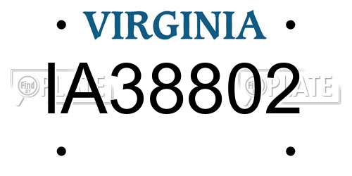 IA38802 Virginia License Plate