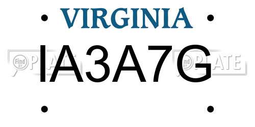 IA3A7G Virginia License Plate