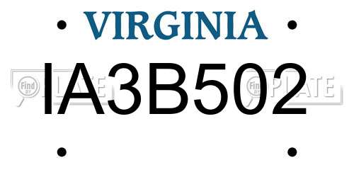 IA3B502 Virginia License Plate