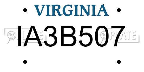 IA3B507 Virginia License Plate