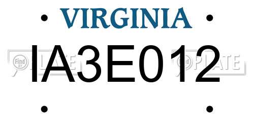 IA3E012 Virginia License Plate