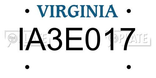IA3E017 Virginia License Plate