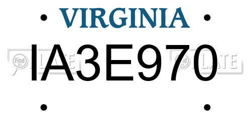 IA3E970 Virginia License Plate