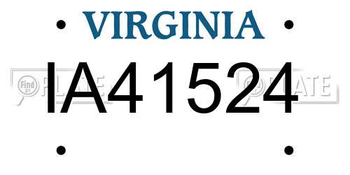 IA41524 Virginia License Plate