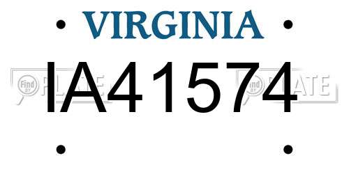 IA41574 Virginia License Plate