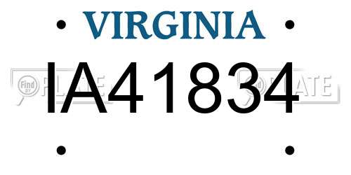 IA41834 Virginia License Plate