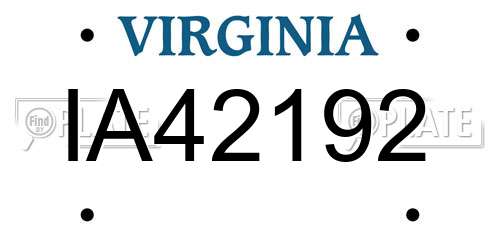 IA42192 Virginia License Plate