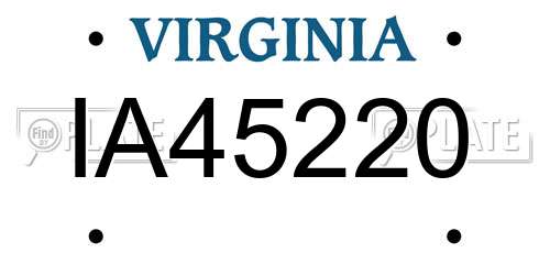 IA45220 Virginia License Plate