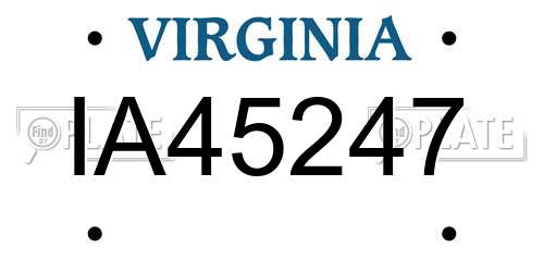 IA45247 Virginia License Plate