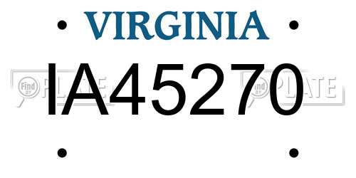 IA45270 Virginia License Plate