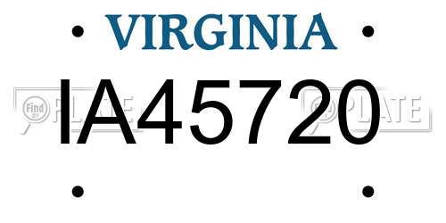 IA45720 Virginia License Plate