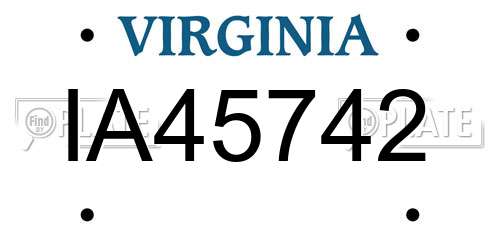 IA45742 Virginia License Plate
