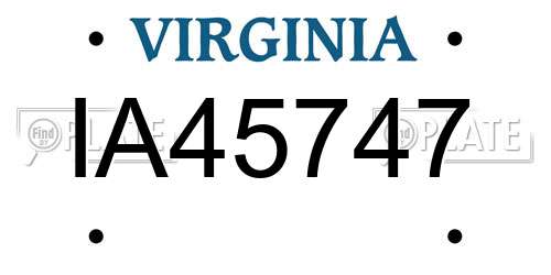 IA45747 Virginia License Plate