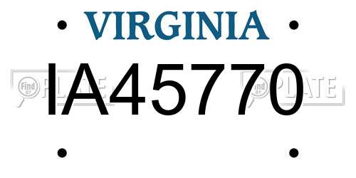 IA45770 Virginia License Plate