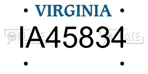 IA45834 Virginia License Plate
