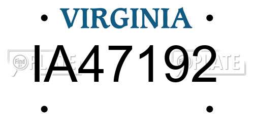 IA47192 Virginia License Plate