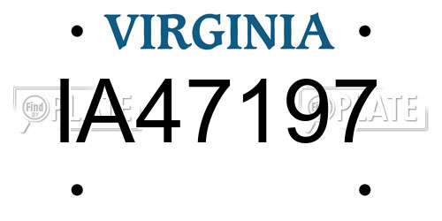 IA47197 Virginia License Plate