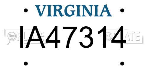 IA47314 Virginia License Plate