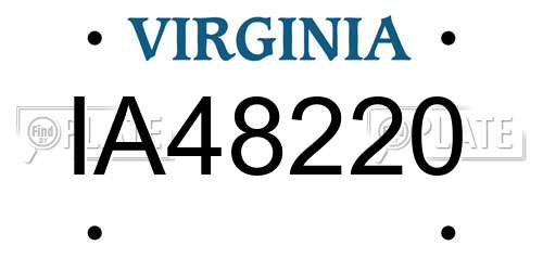 IA48220 Virginia License Plate