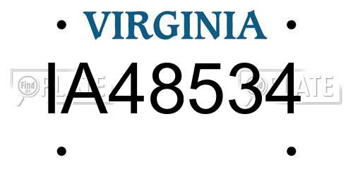 IA48534 Virginia License Plate