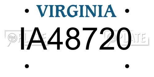 IA48720 Virginia License Plate