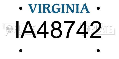 IA48742 Virginia License Plate