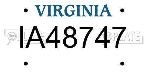 IA48747 Virginia License Plate