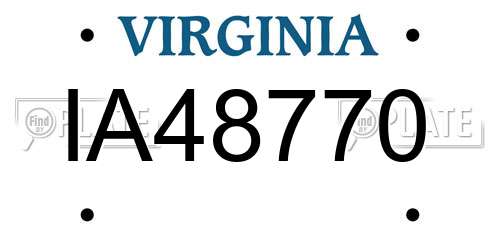 IA48770 Virginia License Plate