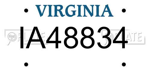 IA48834 Virginia License Plate