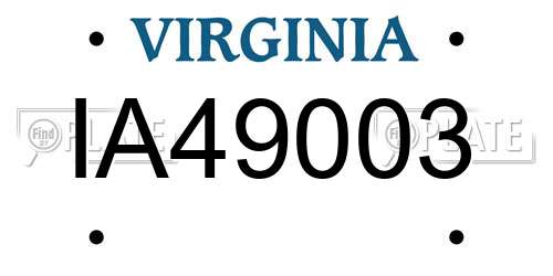 IA49003 Virginia License Plate
