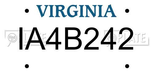 IA4B242 Virginia License Plate